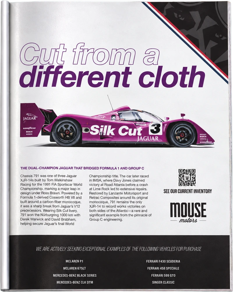Jaguar XJR-14 single-page print advertisement in a magazine