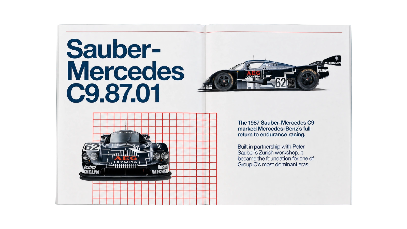 Sauber-Mercedes C9 · Spread 01 open brochure spread