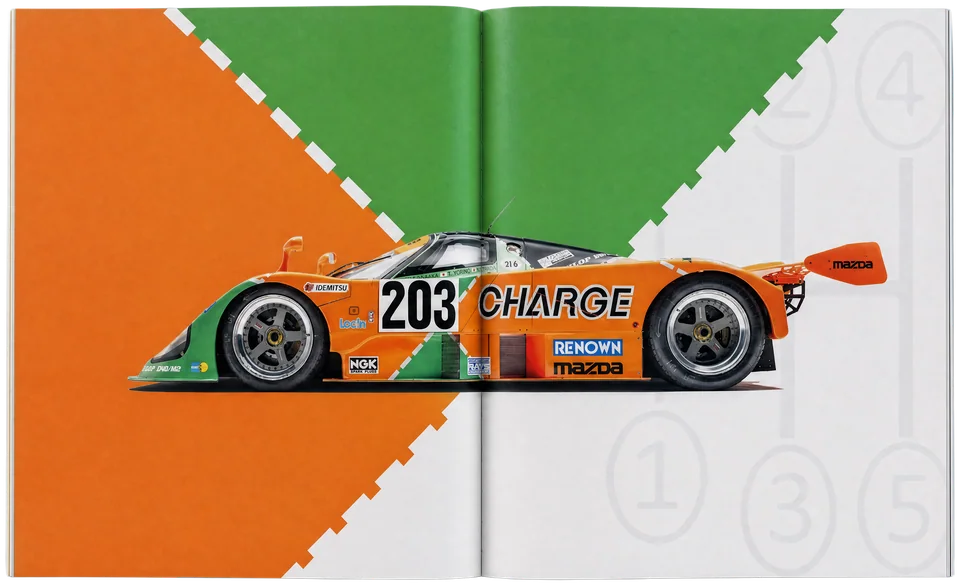 Mazda 767B · Spread 2 in a photographed magazine mockup