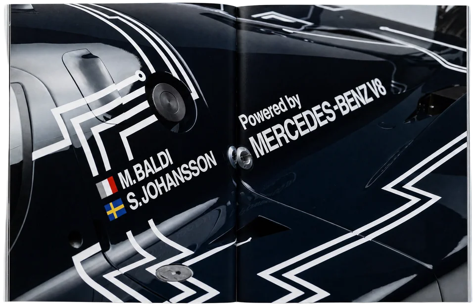 Sauber-Mercedes C9 · Spread 3 in a photographed magazine mockup
